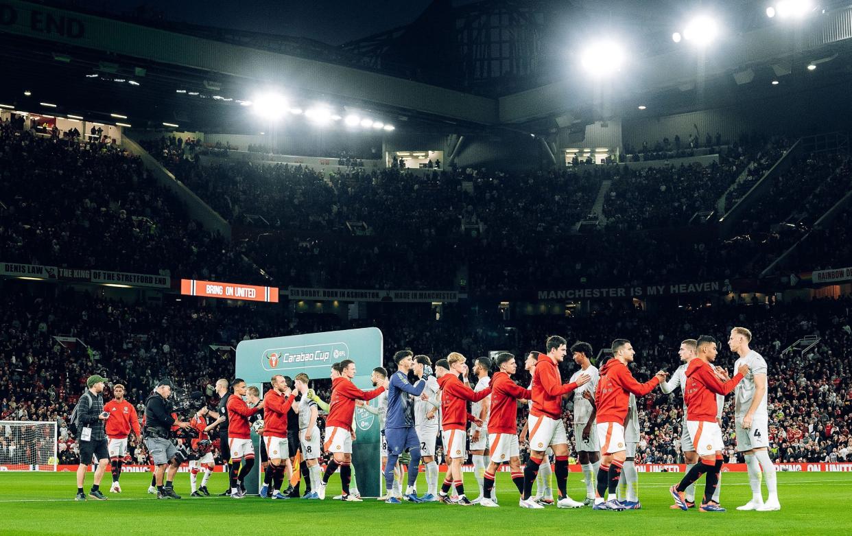 Manchester United and Barnsley before their Carabao Cup third-round tie