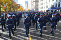 <p>The U.S. Air Force marches during the 91st Macy’s Thanksgiving Day Parade in New York, Nov. 23, 2017. (Photo: Gordon Donovan/Yahoo News) </p>