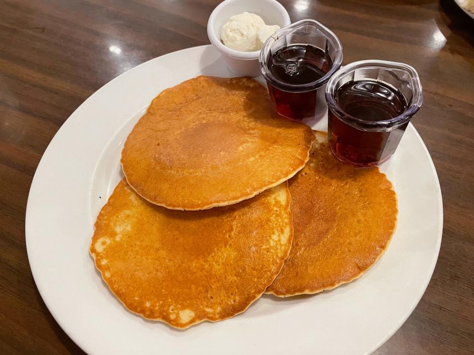 pancakes with syrup and butter from bob evans