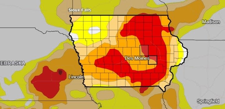 When 2024 started, Iowa was dressed in a drought with many areas under extreme drought conditions indicated by the red.