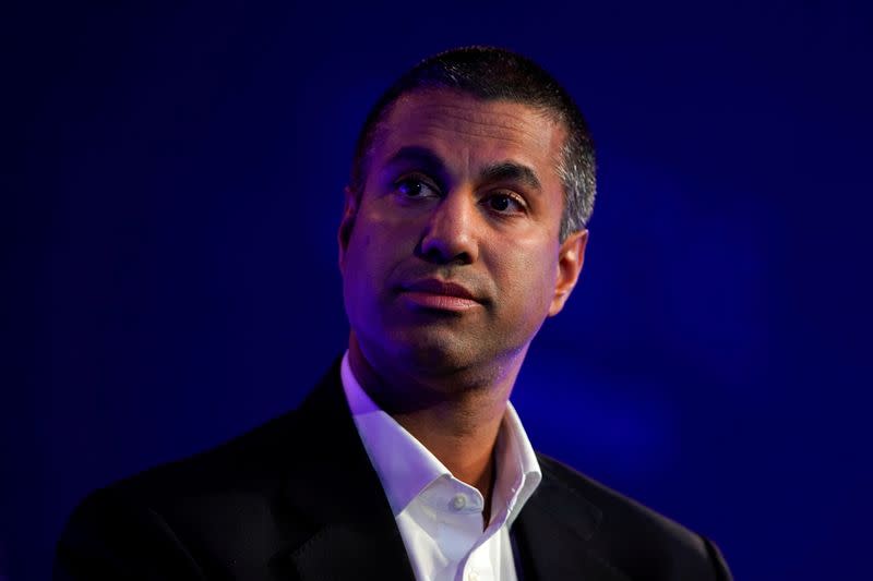 FILE PHOTO: Ajit Pai, Chairman of the Federal Communications Commission, speaks at the WSJTECH Live conference in Laguna Beach, California