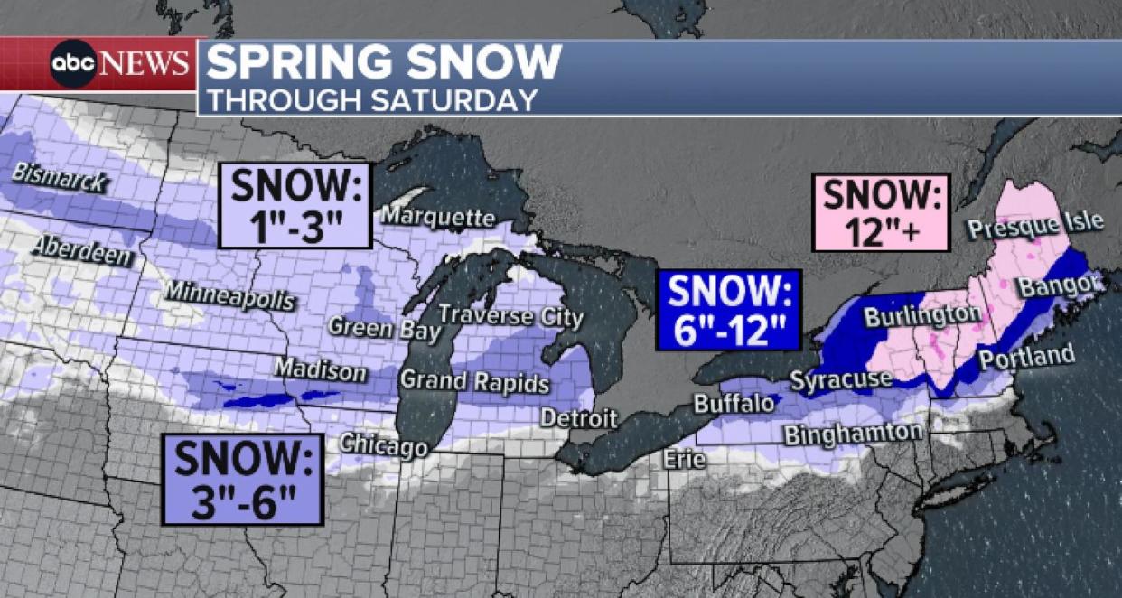 PHOTO: Spring snow through Sat. March 23, 2024. (ABC News)