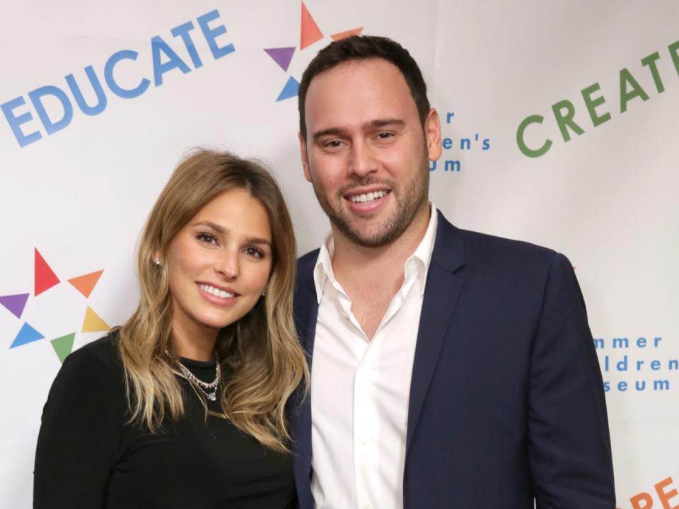 Scooter Braun married Yael Cohen at a star-studded 2014 ceremony; they welcomed three children but their divorce was finalized last year (Getty)