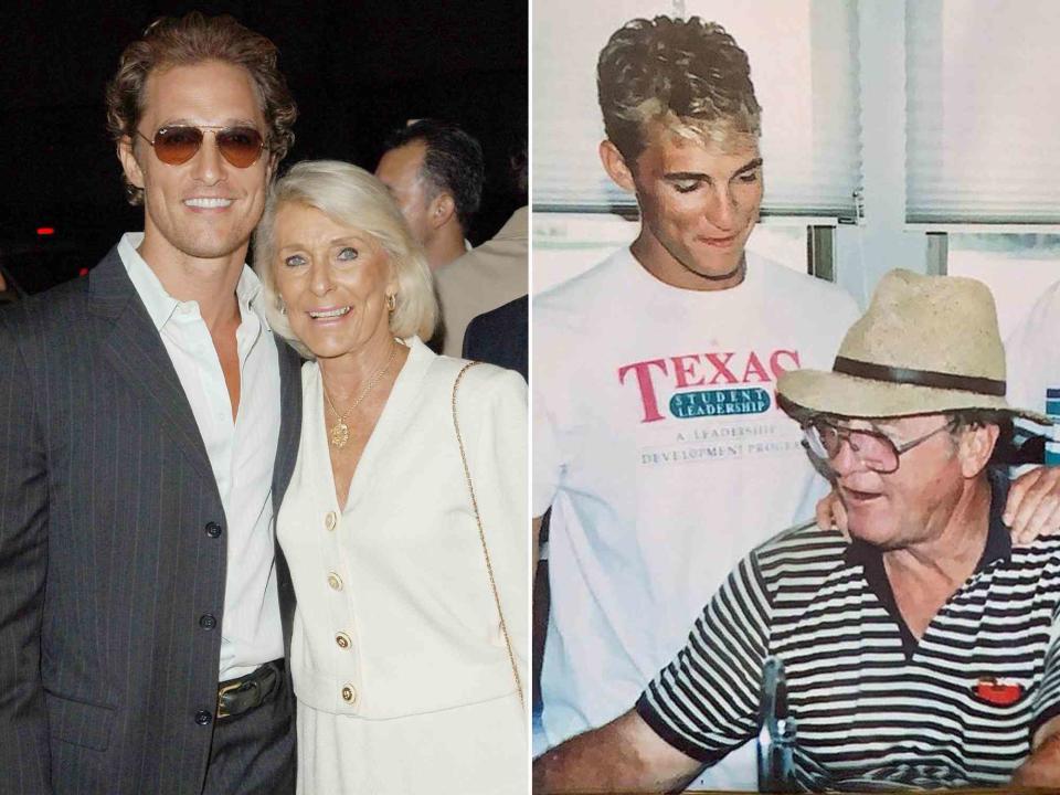 <p>Jon Kopaloff/FilmMagic ; Matthew McConaughey Instagram</p> Matthew McConaughey and his mother Mary Kathleen "Kay" McConaughey ; Matthew McConaughey and his father James McConaughey