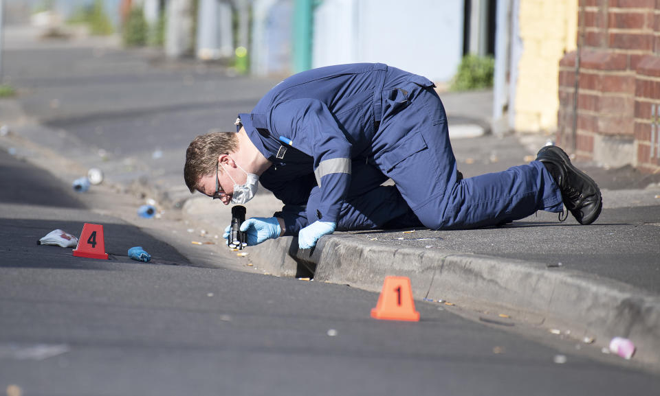 Detectives scoured the scene following the shooting. Source: AAP