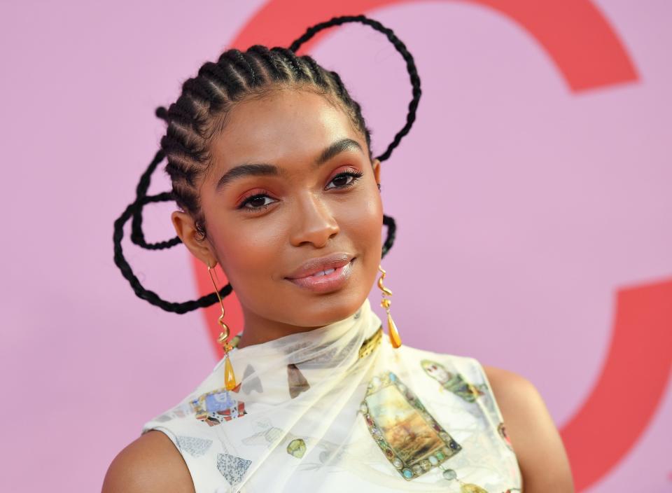 Yara Shahidi arrives for the 2019 CFDA fashion awards at the Brooklyn Museum in New York City on June 3, 2019.