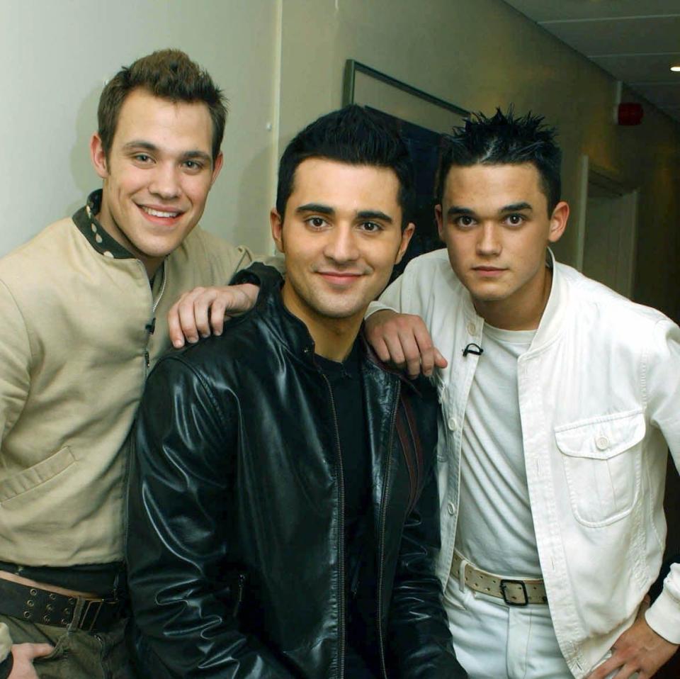 Campbell Danesh with fellow Pop Idol contestants Will Young (left) and Gareth Gates in 2002 - PA