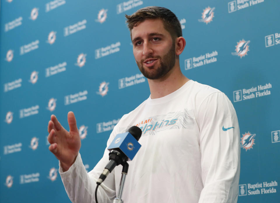 Josh Rosen met with media as a member of the Miami Dolphins for the first time on Monday. (AP)