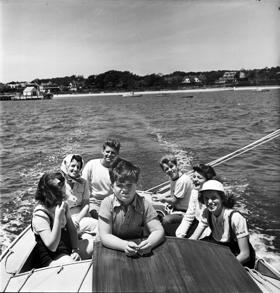 Rose Kennedy (Rear 2L) sailing with her children: (Fore) (Alfred Eisenstaedt / Getty Images)