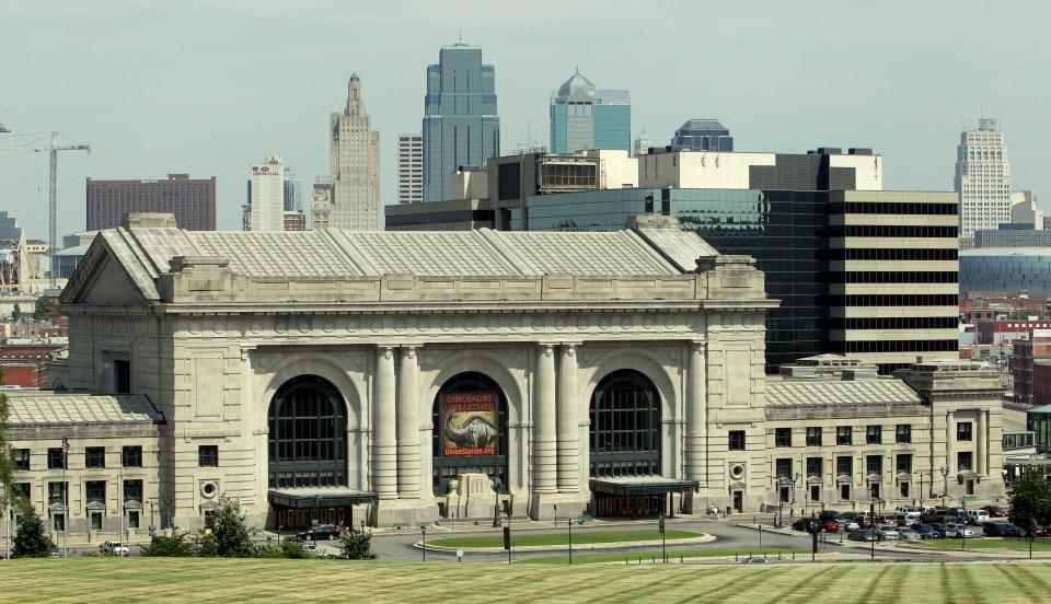 Union Station stands in front of the Kansas City skyline in a 2010 Associated Press photo.