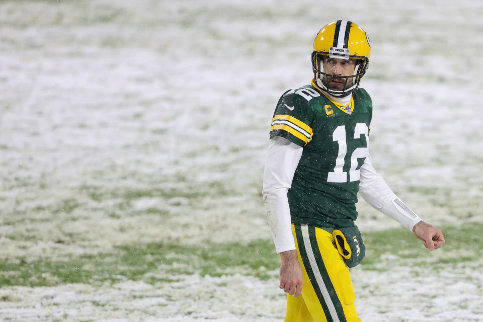 Aaron Rodgers was one of four Packers on the first-team All-Pro offense. (Photo by Dylan Buell/Getty Images)