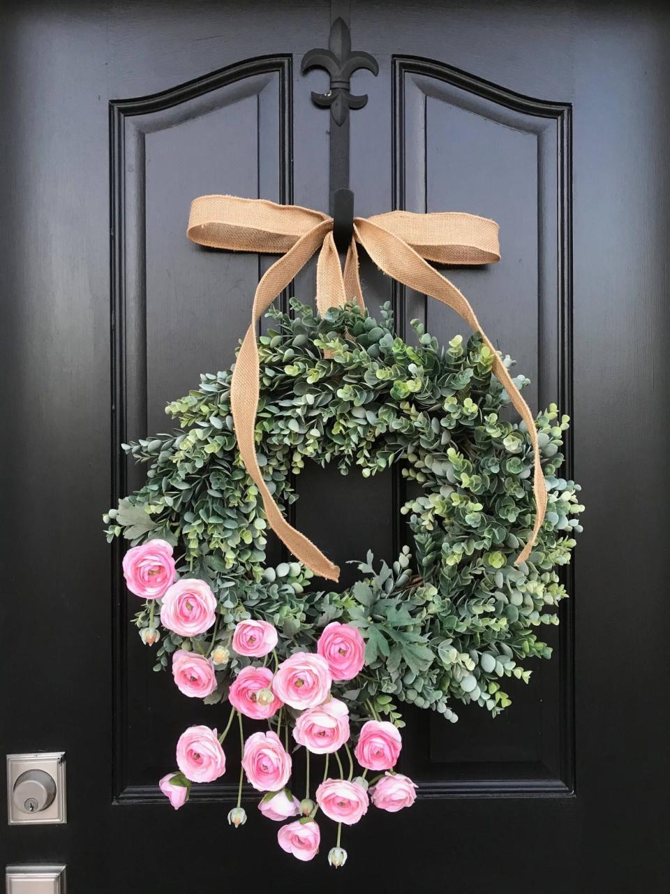 Eucalyptus Pink Ranunculus Wreath