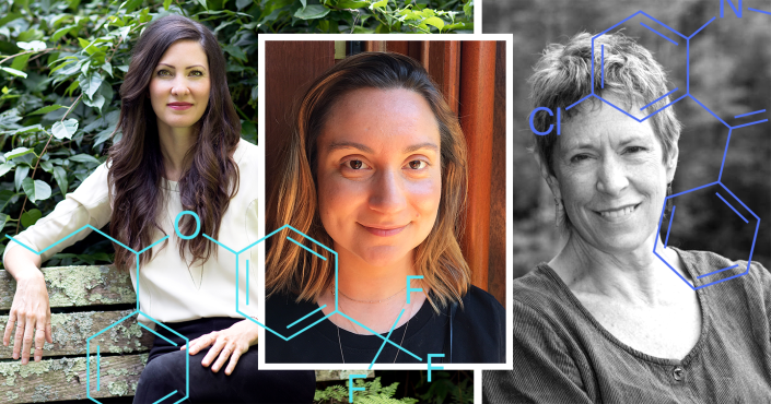 From left: holistic psychiatrist Kelly Brogan, who will not write prescriptions; longtime antidepressant users Sheila Wojciechowski and Chase Twichell, both of whom are weaning themselves off their medications. (Collage by Quinn Lemmers for Yahoo Lifestyle)