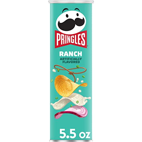 Pringles Potato Crisps Chips, Lunch Snacks, On-The-Go Snacks, Ranch, 5.5oz Can (1 Can)