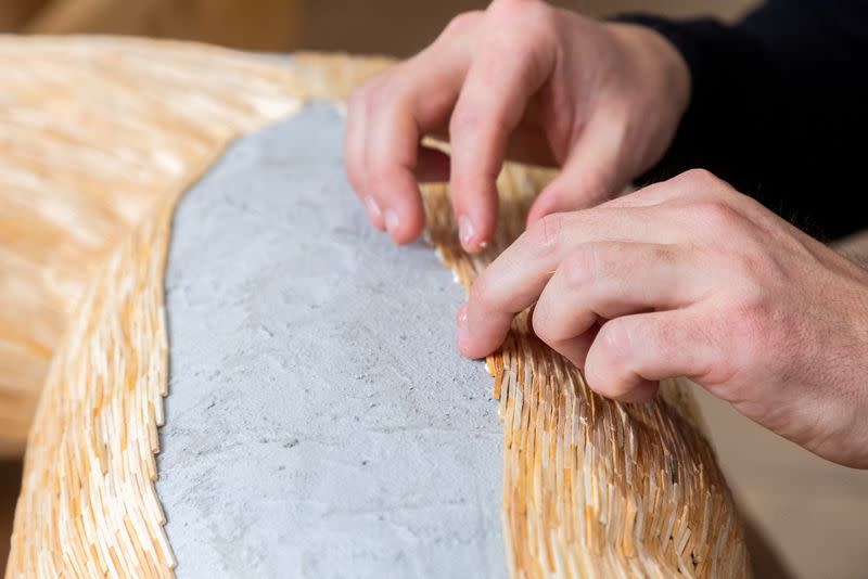 Artist Horvat works on new sculpture made of matches in Domasinec