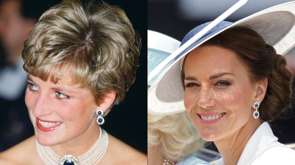 princess diana kate middleton double drop earrings