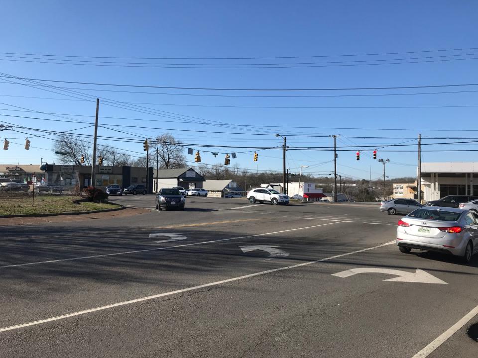 Walton Ferry and Old Shackle Island roads where they enter West Main Street in Hendersonville.