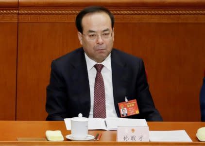 FILE PHOTO: Chongqing Municipality Communist Party Secretary Sun Zhengcai attends the opening session of China's National People's Congress (NPC) at the Great Hall of the People in Beijing, China, March 5, 2017. REUTERS/Jason Lee/File Photo