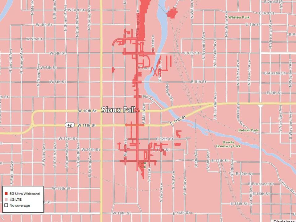 Verizon Sioux Falls 5G coverage map