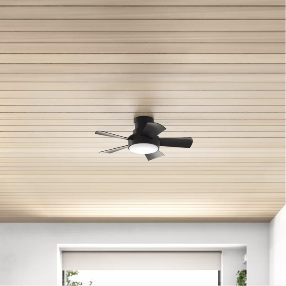 Vox 5 - Blade Outdoor LED Smart Flush Mount Ceiling Fan with Wall Control and Light Kit Included