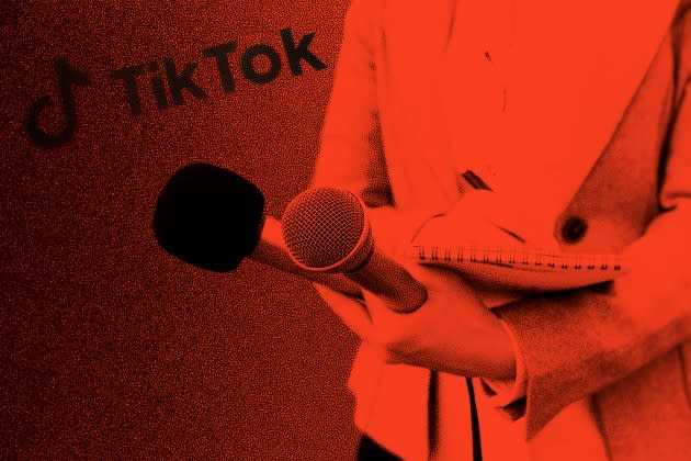 OAN reporters tiktok - Credit: Photos in composite by Pavlo Gonchar/SOPA Images/LightRocket/Getty Images; Mihajlo Maricic/Getty Images; Avector/Getty Images