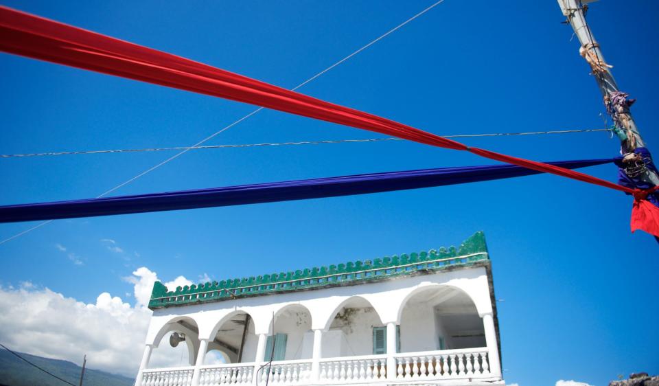 Wedding bunting in the photo in Moroni, the capital of the Comoros Islands