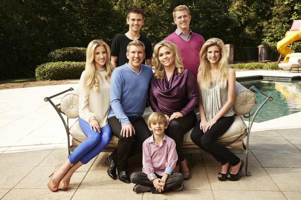 CHRISLEY KNOWS BEST -- Season:1 -- Pictured: (l-r) Savannah Chrisley, Todd Chrisley, Chase Chrisley, Grayson Chrisley, Julie Chrisley, Kyle Chrisley, Lindsie Chrisley Campbell -- (Photo by: Tommy Garcia/USA Network/NBCU Photo Bank via Getty Images)