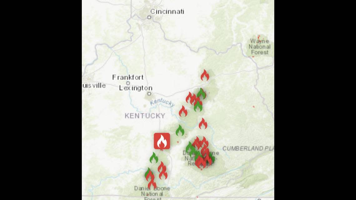 The Estill County Emergency Management Agency provided a map of the location the forest fires that are burning in Estill County.