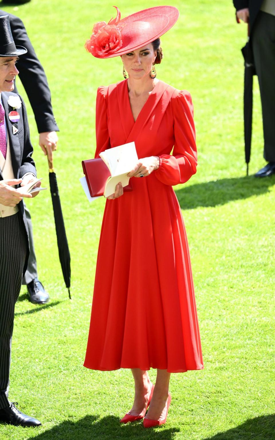 The princess attracted great attention at Ascot with her red McQueen dress and giant flat hat