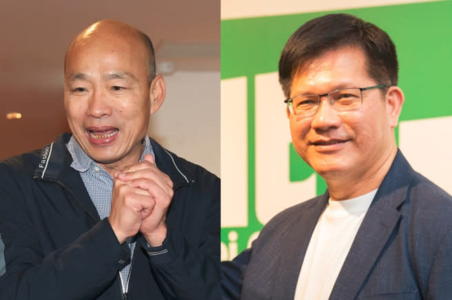 韓國瑜(左)力邀盧業中當台灣民主基金會執行長，相較林佳龍(右)左右手黃玉霖高下立判。（合成圖／姚志平攝、資料照）