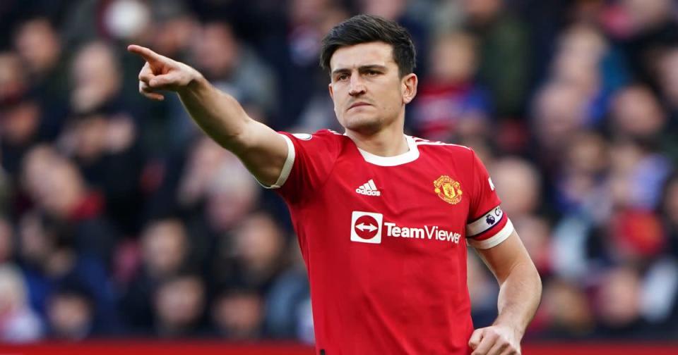 Manchester United's Harry Maguire during the match against Leicester City at Old Trafford, Manchester. Saturday April 2, 2022. Credit: PA Images