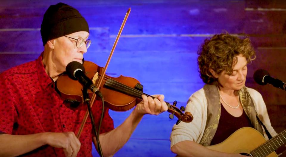 Pete Sutherland and Patti Casey perform in the 16th-annual Vermont Stage production of "Winter Tales," a digital-only event in 2020.