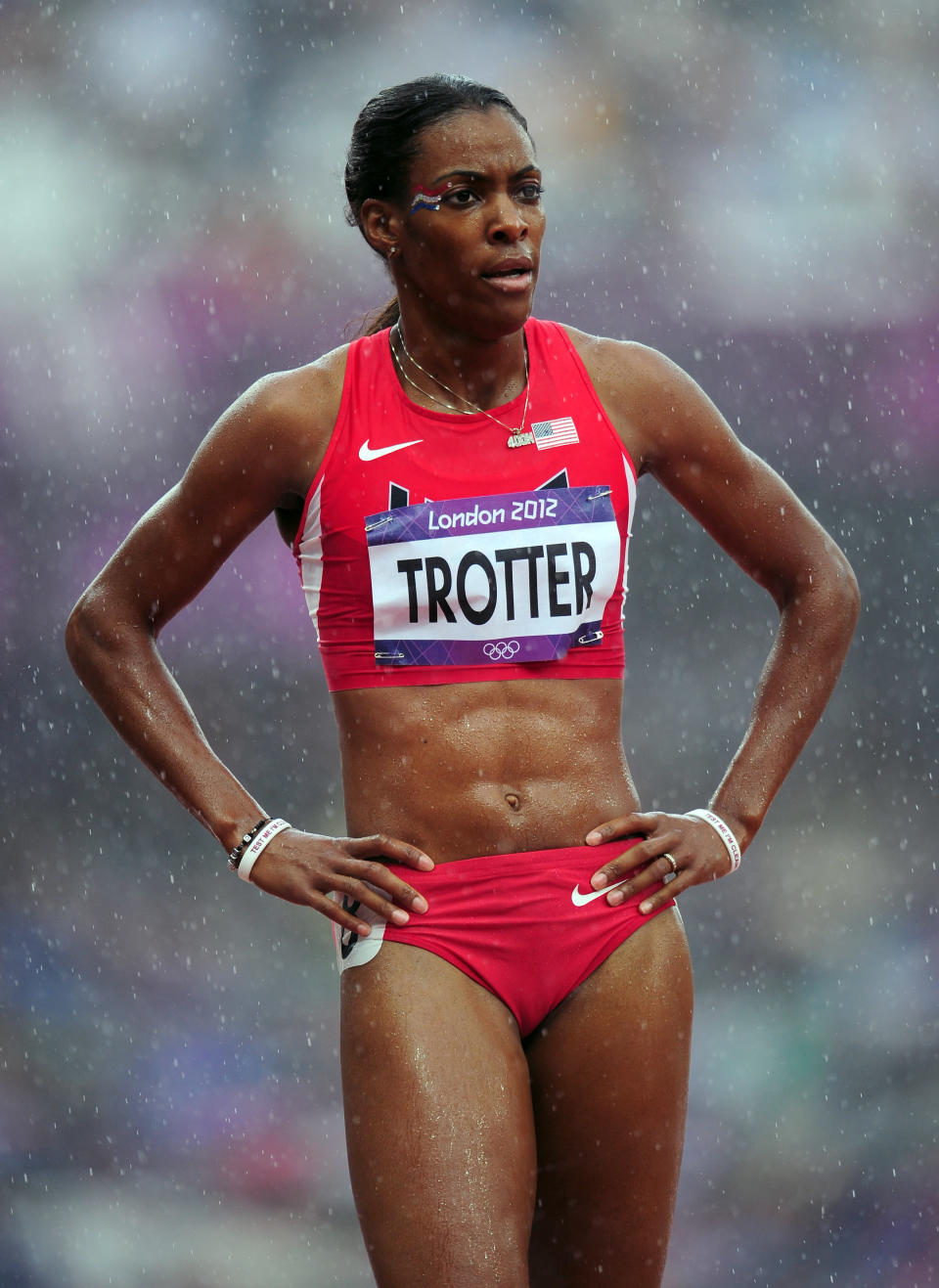 LONDON, ENGLAND - AUGUST 03: Dee Dee Trotter of the United States competes in the Women's 400m Heats on Day 7 of the London 2012 Olympic Games at Olympic Stadium on August 3, 2012 in London, England. (Photo by Stu Forster/Getty Images)