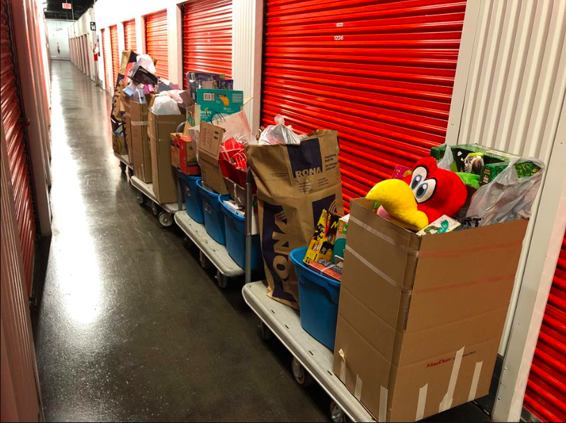 Toys wait at a storage facility to be picked up and delivered to children in need as part of a toy drive organized in Santa Brian’s memory. (Photo: In Memory of Santa Brian Toy Drive via Facebook)