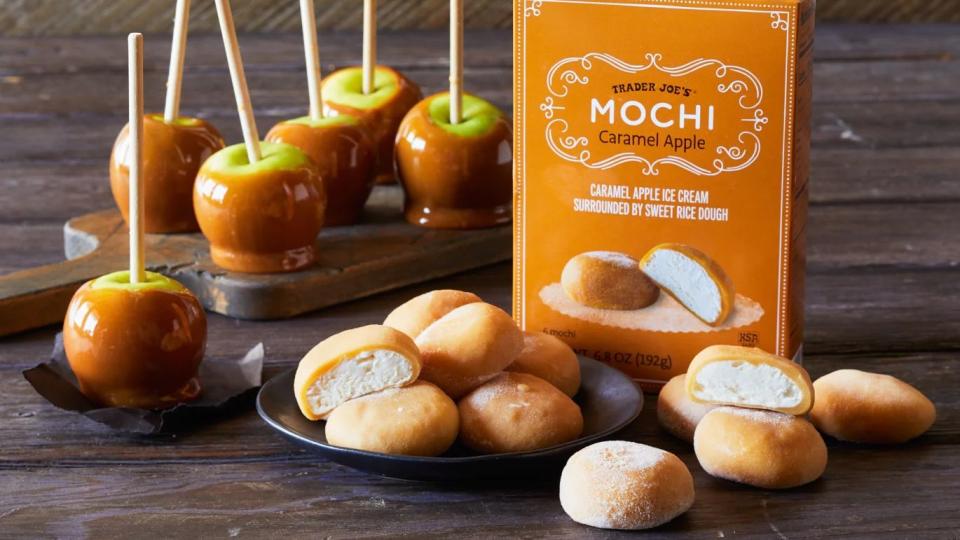 trader joes new fall products 2023 caramel apple mochi
