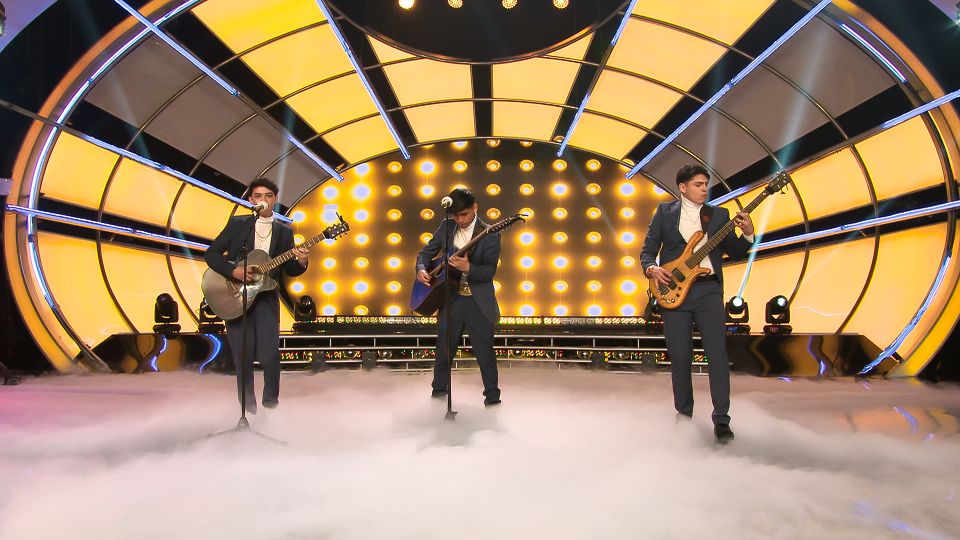 The South Bend band Los de San Rafael performs on the talent show "Tengo Talento Mucho Talento" on the national EstrellaTV network. They are, from left, Moises Ruelas, Isac Ruelas and Gabriel Saenz.