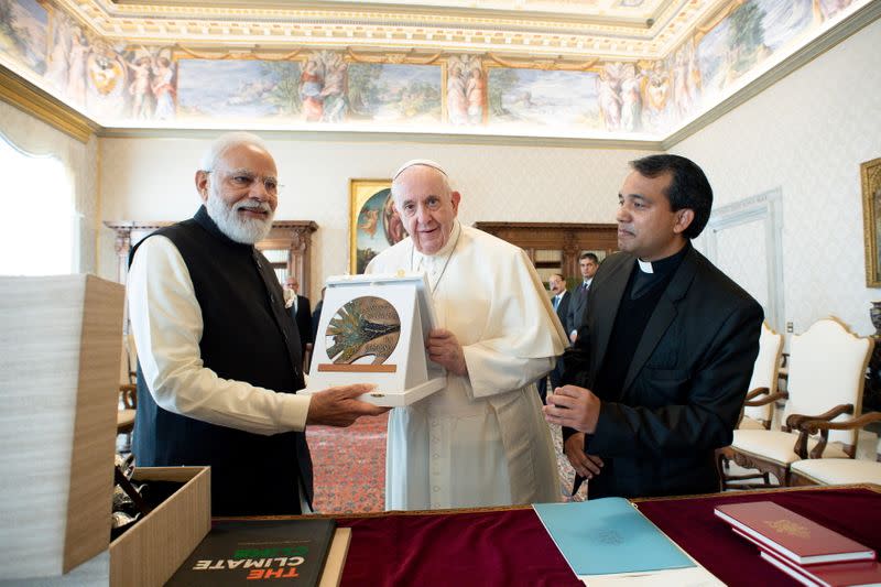 Pope Francis meets with India's Prime Minister Modi at the Vatican