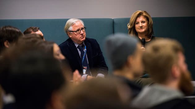 Howard Fineman with Arianna Huffington on Jan. 11, 2016, in New York City.