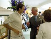 <p>Prince Charles and Roger Federer on day three of the championship.</p>
