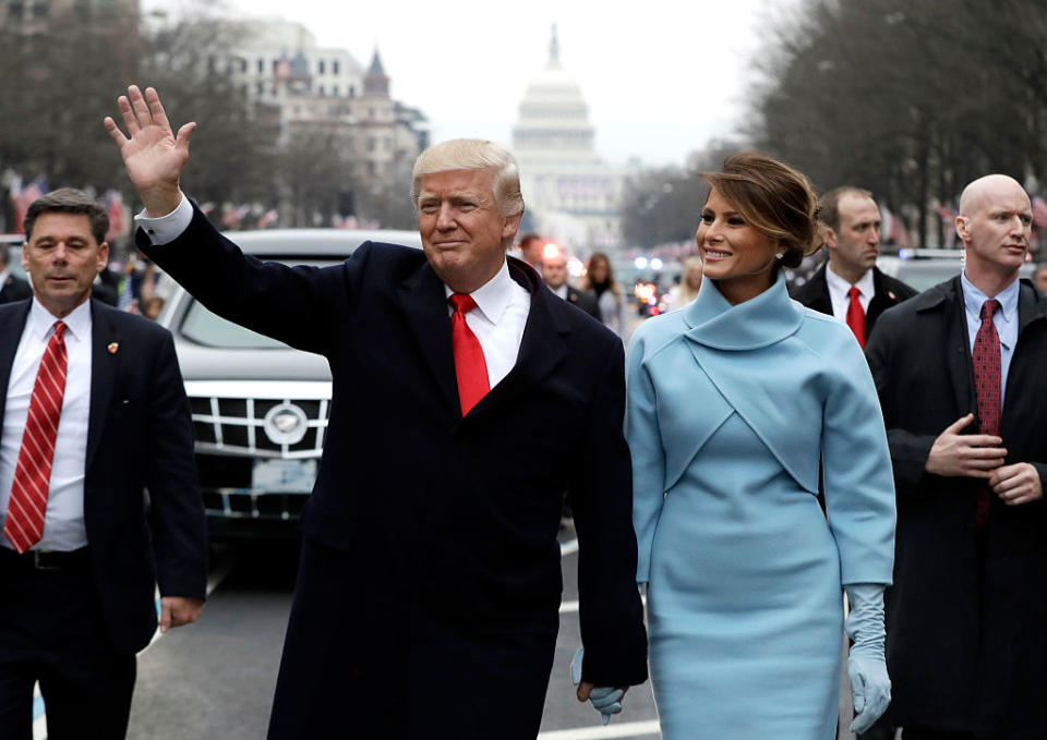 U.S. President Donald Trump waves to supporters with first lady Melania Trump. (Photo: Getty Images)