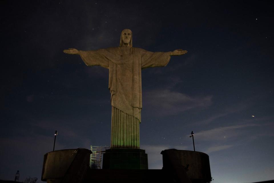 Lights out: Christ the Redeemer went dark last night (AFP via Getty Images)