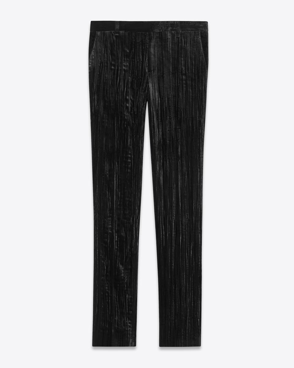 Saint Laurent crinkled velvet trousers (£860)