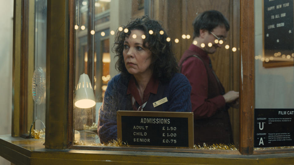 Olivia Colman plays cinema duty manager Hilary in Empire of Light. (Searchlight Pictures)