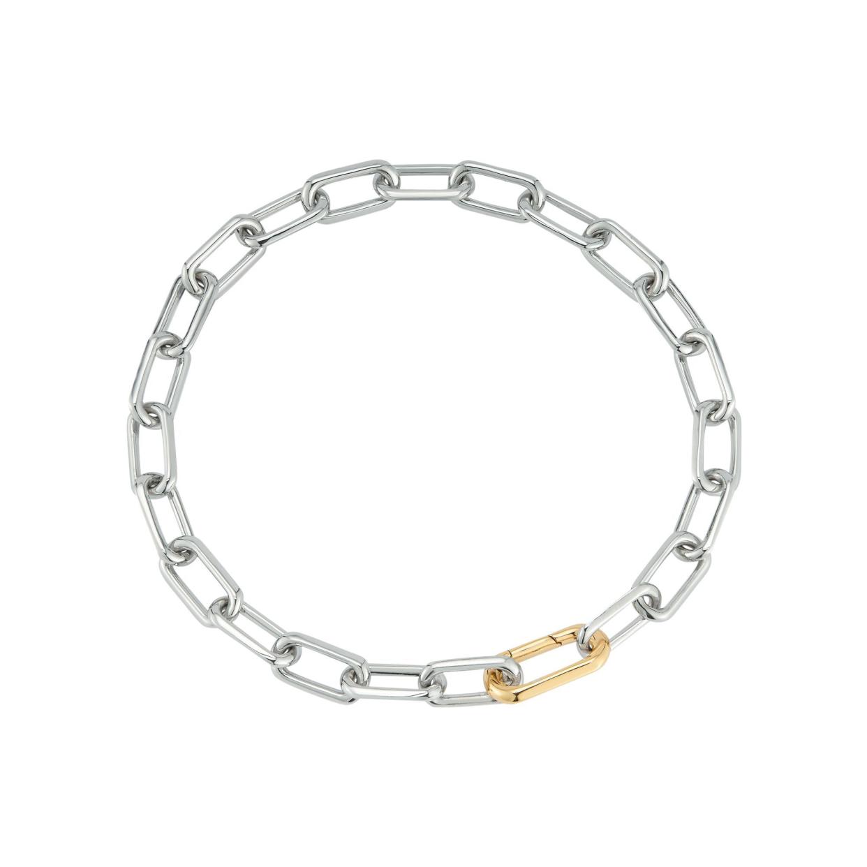 <p><a href="https://waltersfaith.com/products/sterling-silver-link-bracelet-with-18k-rose-gold-elongated-spring-loaded-clasp" rel="nofollow noopener" target="_blank" data-ylk="slk:Shop Now;elm:context_link;itc:0;sec:content-canvas" class="link rapid-noclick-resp">Shop Now</a></p><p>Walters Faith Sterling Silver and Rose Gold Bracelet</p><p>WALTERS FAITH</p><p>$945.00</p>