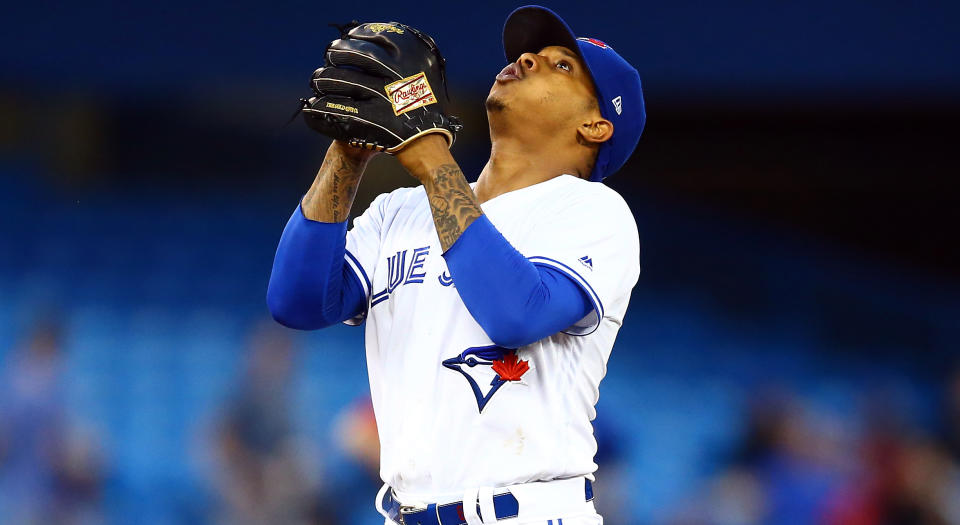 TORONTO, ON - JUNE 18:  Marcus Stroman #6 of the Toronto Blue Jays will not be making an appearance on the mound at the 2019 All-Star Game.  (Photo by Vaughn Ridley/Getty Images)