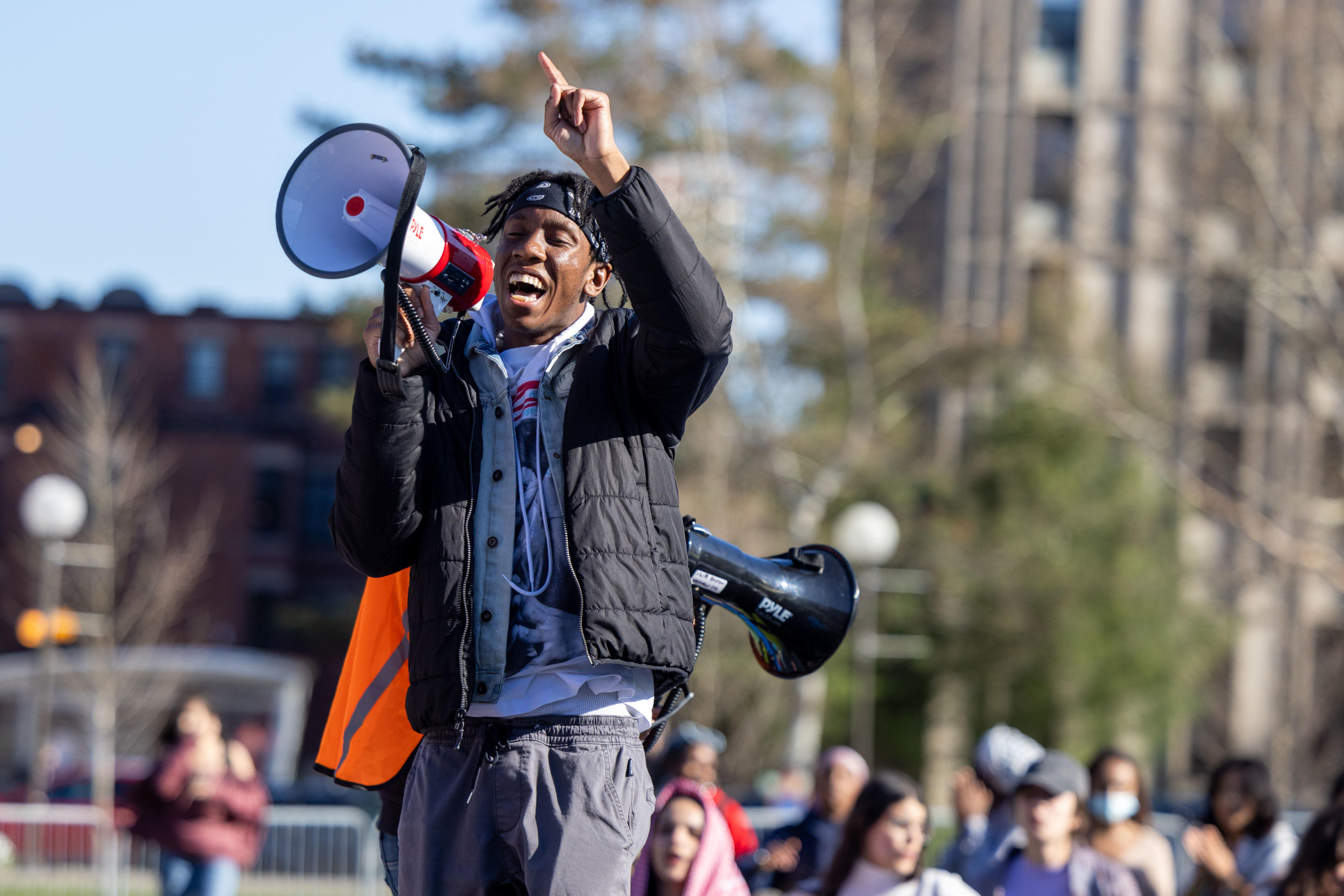 Students gather for a protest at Massachusetts Institute of Technology.