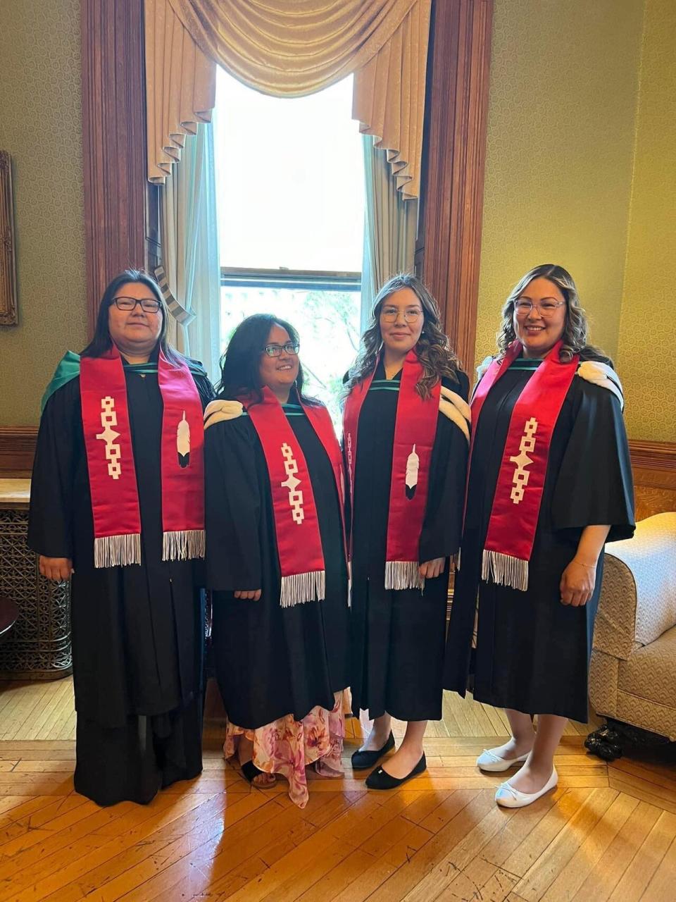 from left to right, Twyla Diamond, Constance Esau, Alexandra Katapatuk and Dylanna Hester are all from Waskaganish, QC. They will working as teachers in their home community.