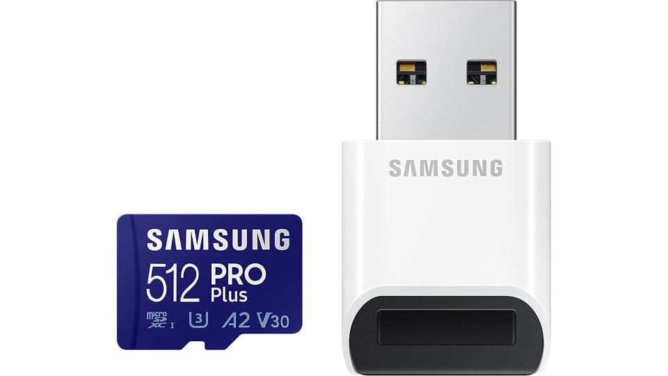 SAMSUNG PRO Plus + Reader 512GB microSDXC Up to 160MB/s UHS-I, U3, A2, V30, Full HD & 4K UHD Memory Card for Android Smartphones, Tablets, Go Pro and DJI Drone (MB-MD512KB/AM). (Photo: Amazon SG)