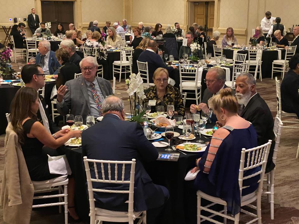 Guest enjoy dinner at Rotary District 5330's Community Fundraising Dinner to Fight Against Human Trafficking on Jan. 29, 2022.