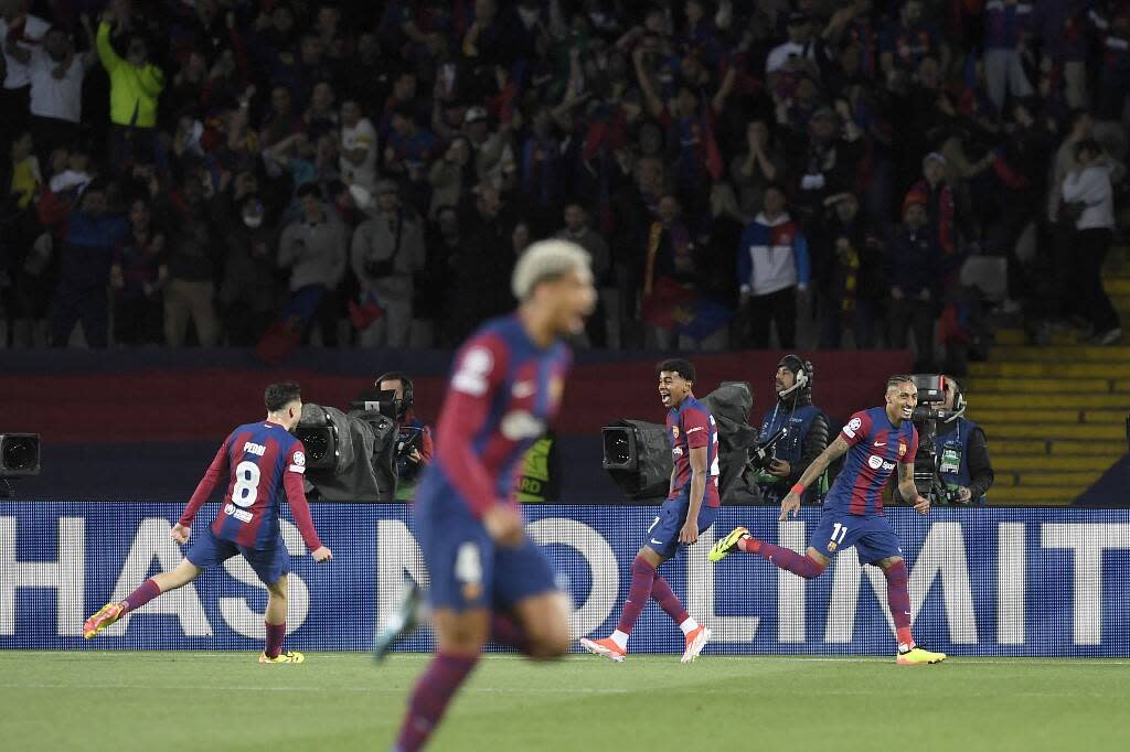 Photo d’illustration du quart de finale retour de Ligue des champions entre le FC Barcelone et le PSG au stade de Montjuïc de Barcelone, le 16 avril.